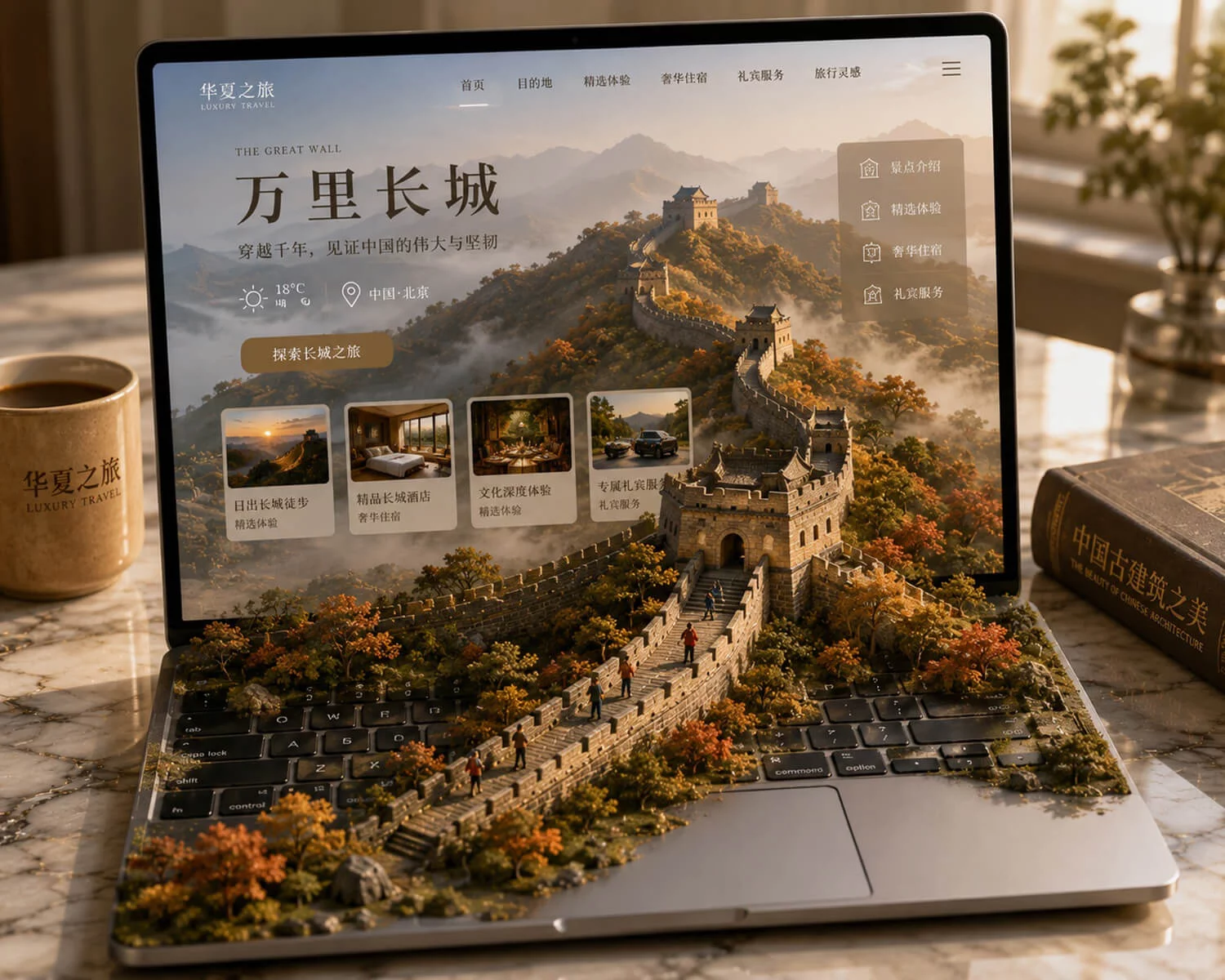 高端旅行主题3D视觉错觉场景海报
